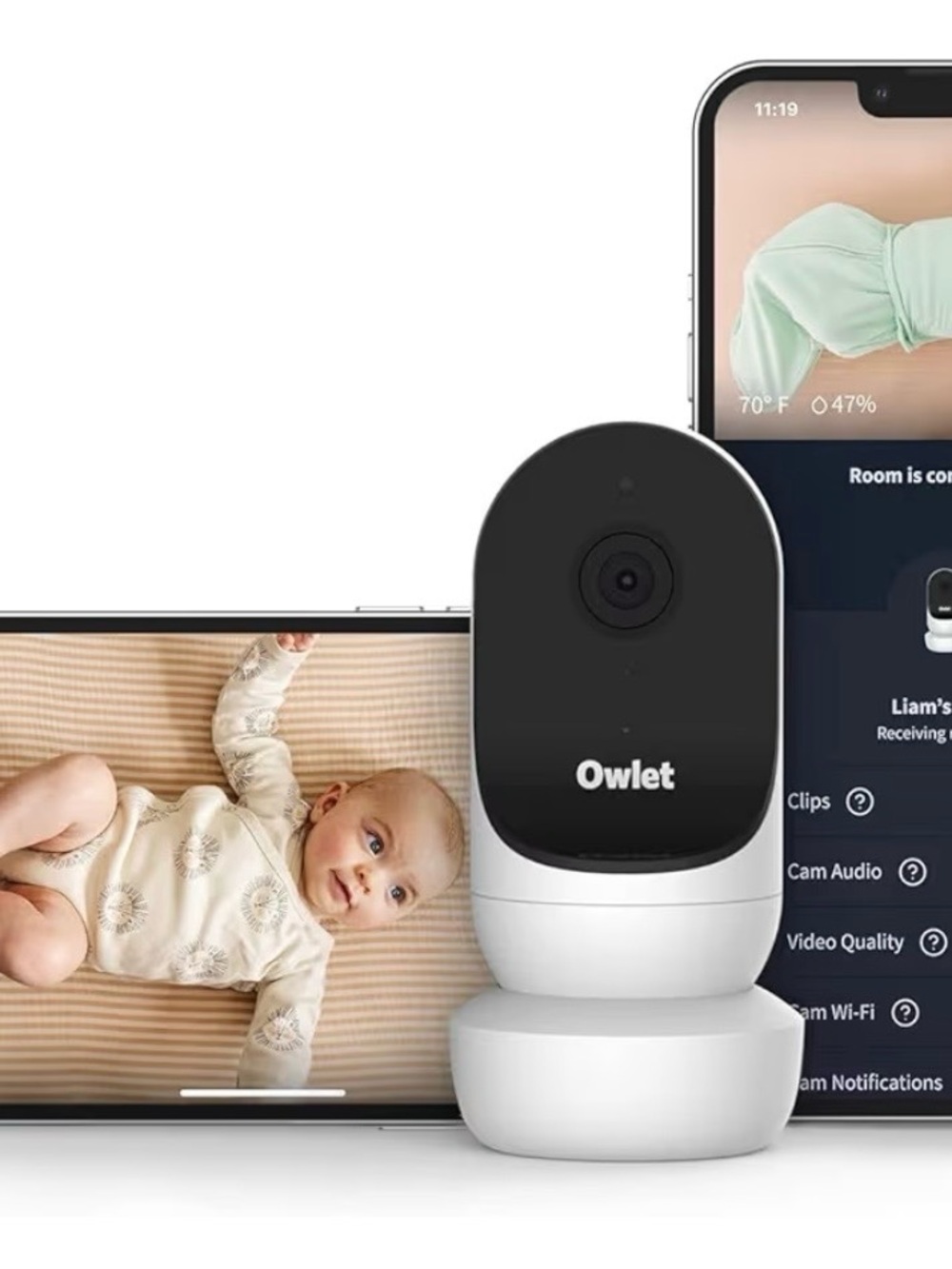 Owlet Smart Baby Monitor Camera in White and Black